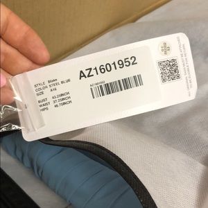 Never worn Azazie Steel Blue Blake dress